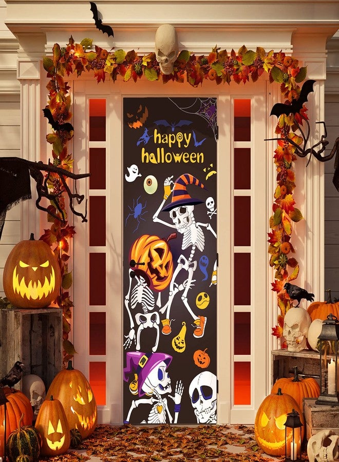 Breling 6 x 2.5 ft Halloween Door Decoration Cover, Large Fabric Party Decoration Sign for Front Door Halloween Party Supplies Indoor Outdoor(Happy Style) - Image 4